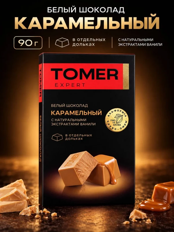 №1 Фабрика Томер  Белый шоколад КАРАМЕЛЬНЫЙ, 90г  в Чистополе