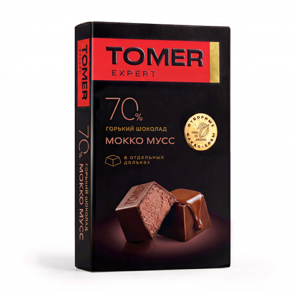 №2 Фабрика Томер  Горький шоколад с начинкой МОККО МУСС, 110г в Чистополе